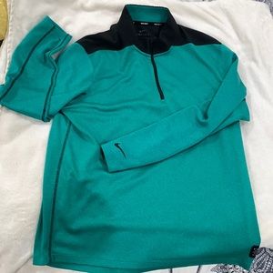 Nike. Quarter zip pullover. Medium. Used - good condition. Green/black.